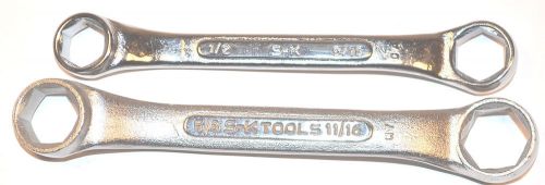 2 NOS SK USA PRO 1/2&#034;-11/16&#034; SHORT BOXED/CLOSED ENDED OFFSET WRENCH SET