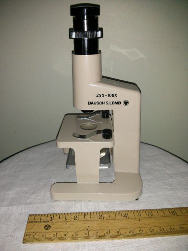 Vtg 1989 Bausch &amp; Lomb Small Plastic 8&#034; Microscope 25x-100x, made in Korea