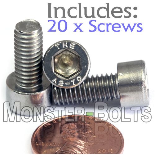 M6 x 14mm – qty 20 – din 912 socket head cap screws - stainless steel a2 / 18-8 for sale
