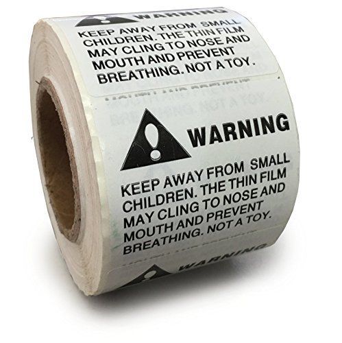 Sure Luxury Suffocation Warning Labels - 2 Rolls of 500 = 1000 Labels 2&#034;x 2&#034;