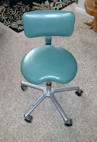 vtg. den-tal-ez posture comfort stool-robins egg blue-rolling adjustable chair