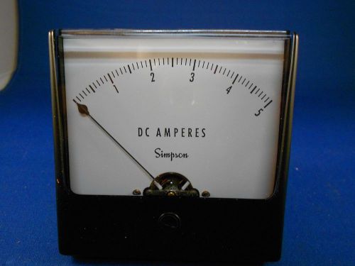 SIMPSON 02680  DC AMPERES 0-5 3&#034; SQUARE  NEW OLD STOCK