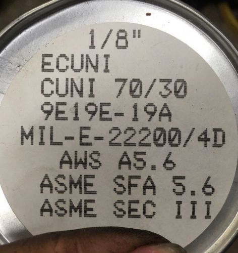 ERCuNi 1/8&#034; 1lb Arcos 70/30 Cu Ni Marine Stick Welding Rod Welder ASME SFA 5.6