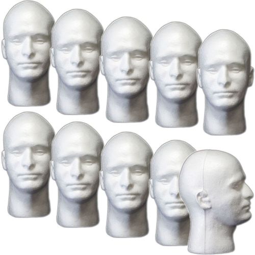 Less than perfect mn-409ltp box of 10 pcs male styrofoam mannequin head for sale