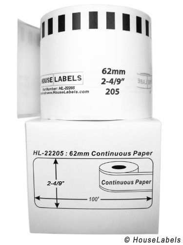 HouseLabels BROTHER-Compatible DK-2205 Continuous Paper Labels (2-4/9&#034; x 100&#039;;