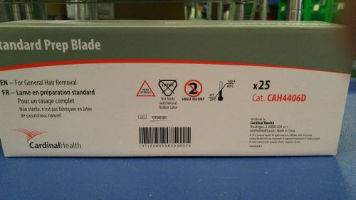 Box of 25 Cardinal Health CAH4406D Surgical Standard Prep Blade NEW