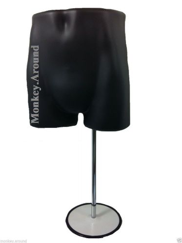 Male mannequin black display clothing torso pants display hanging form + stand for sale