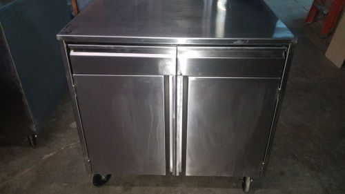 Custom stainless steel cabinet work top table with 2 drawers and 2 doors NSF APP