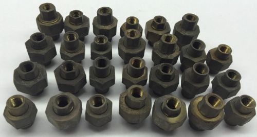 Lot of 27 brass 1/8&#034; plumbing threaded union couplings fittings coupler for sale