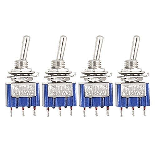 Urbest?4 pcs ac 125v 6a 3 pin spdt on/off/on 3 position mini toggle switch blue for sale