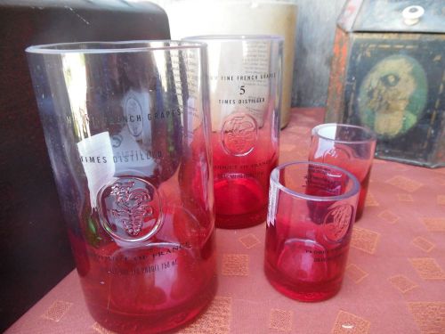 Red Ciroc Bottle Upcycled Tumblers Groomsman Mancave Bar Wedding Drinker&#039;s Set!