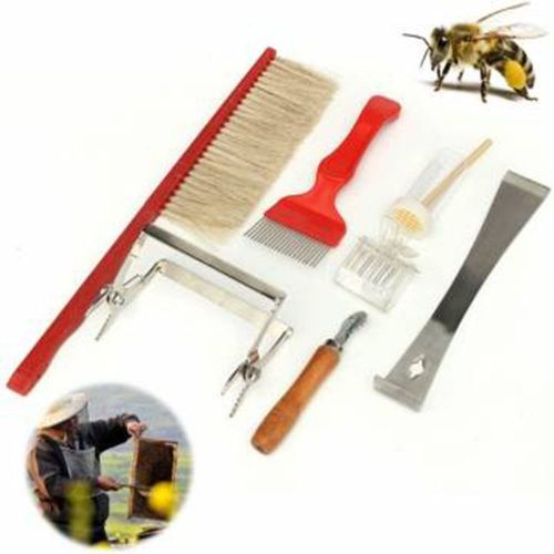 7pcs/set Queen Catcher Bee Brush Uncapping Fork Gardening Beekeeping Equipment