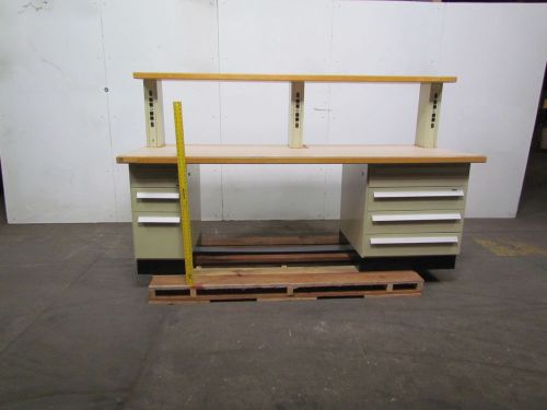 Sturdilite 2 pedestal lab/workbench 2 sets of drawers riser w/oulets 36x96 for sale