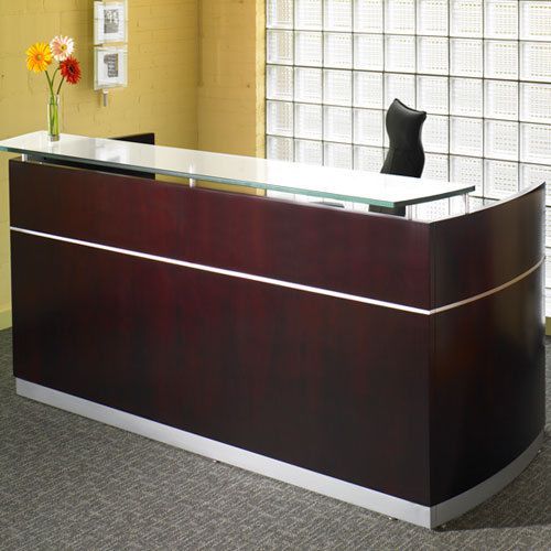 MODERN RECEPTION DESK Office Salon Designer Receptionist Station with Glass Top