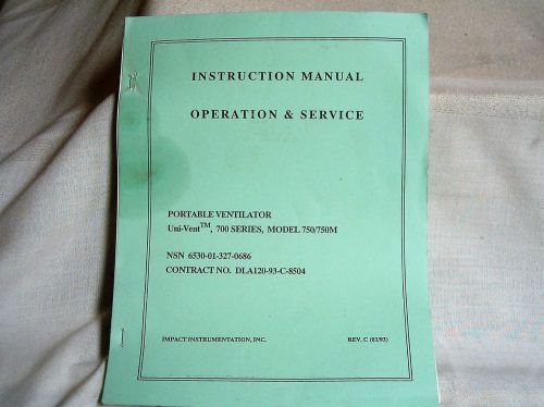 Impact Eagle Uni-Vent 750 / 750M Operation &amp; Service Instruction Manual