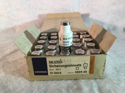 Box of 25 Siemens 5SD4 60 Silized Fuse 50A 500V