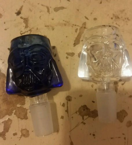 Blue Glass Bowl darth Vader Design Black 14mm Male