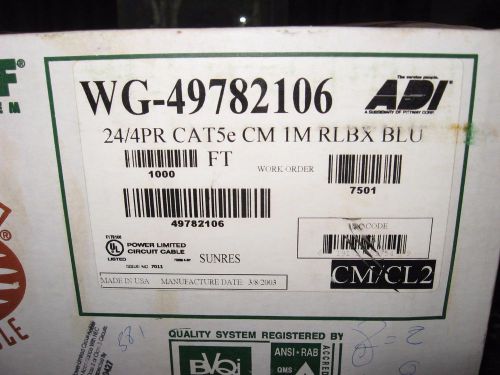 Genesis honeywell - voice &amp; data cable  24/4pr cat5e 1000ft. box blue -cat5 wire for sale