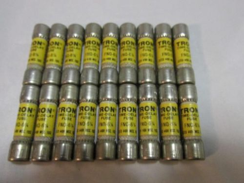 NEW NOS Lot of (18) Fusetron Tron FNQ-6-1/4 Time-Delay Fuses
