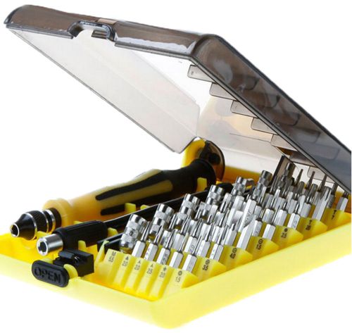 45 pieces mini precision screwdriver set with case with tweezer handle(yellow) for sale