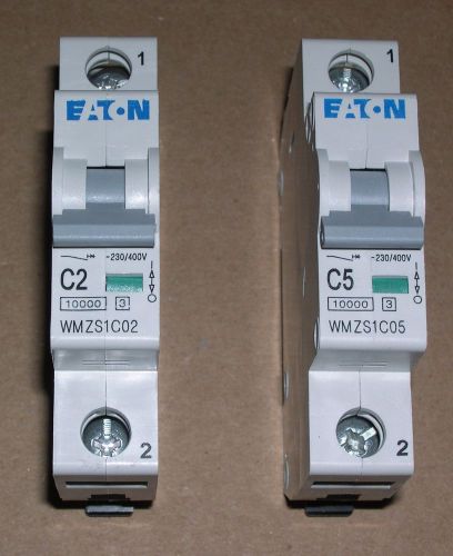 Eaton, wmzs series circuit breakers, 1-pole, mixed lot of 4, wmzs1c05 and others for sale
