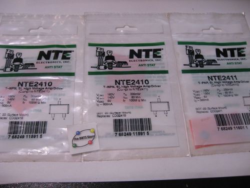 NTE2410 NTE2411 Silicon Transistors SOT-23 ECG Replacements NOS Qty 3 (x2, x1)