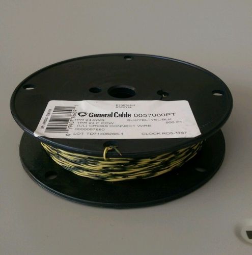 (new) general cable cross connect wire 1pr 24 awg black + yellow 500 ft for sale