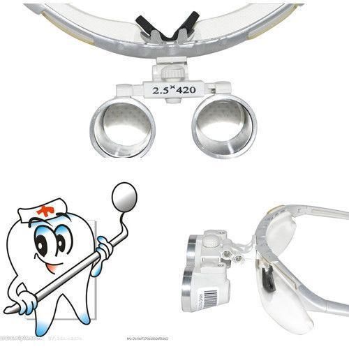 2015NEW!Surgical Medical Binocular Loupes 2.5X 420mm Optical Glass Silver color