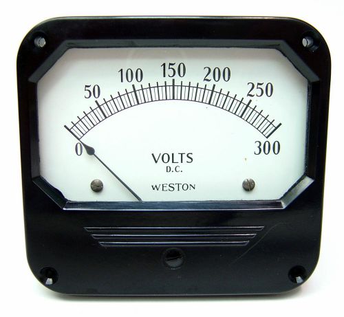 Analog weston model 801 dc 0-300v volt meter panel voltage vintage square unused for sale