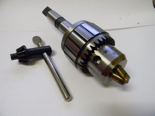 Accupro 1/16&#034; 5/8&#034; 3jt taper mounted w/key drill chuck with chuck arbor for sale