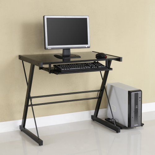 Glass metal office desk computer black home computer laptop student work table for sale