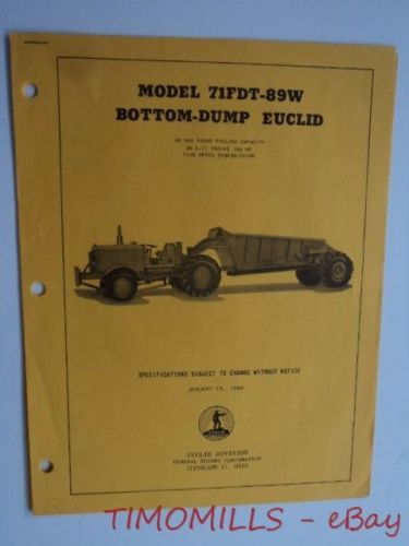 1955 euclid 71fdt tractor bottom dump catalog spec sheet lot vintage original gm for sale