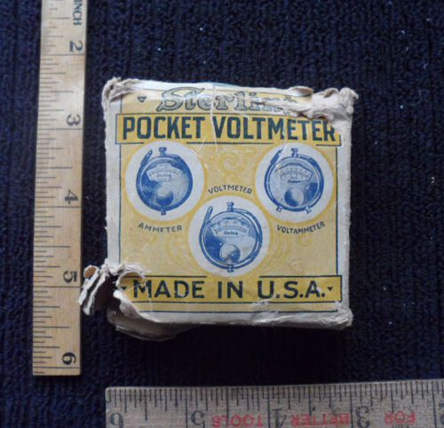 Vintage Older Sterling Brand Pocket Voltmeter with Original Box