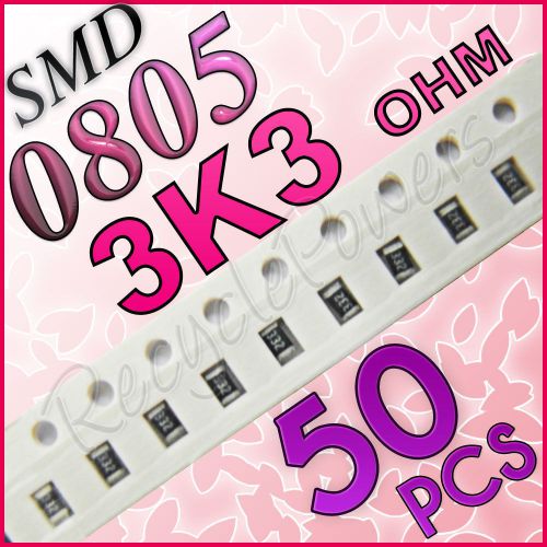 50 3K3 ohm ohms SMD 0805 Chip Resistors Surface Mount watts (+/-)5%