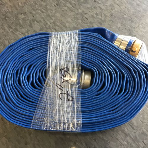 2&#034; x  50 ft Blue PVC Lay Flat Discharge Hose- With 2&#034; MXF NPT Fittings