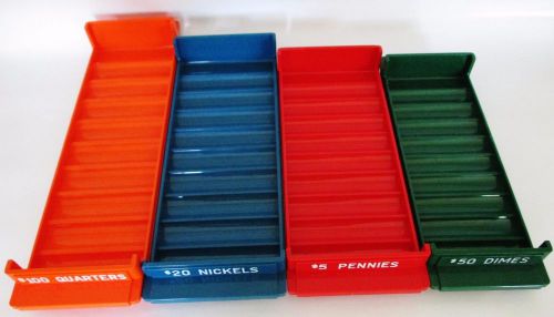Lot of 4 major metalfab color-keyed rolled coin plastic storage trays (mmf) for sale