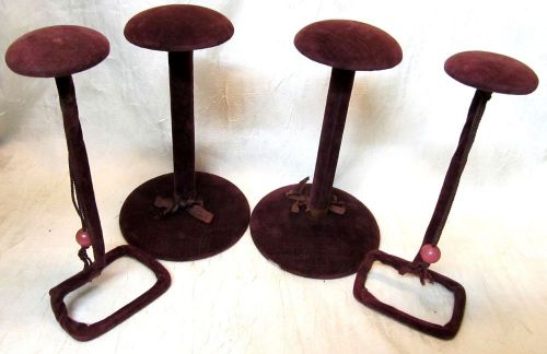 4 Vintage Hat Stands Maroon Velvet