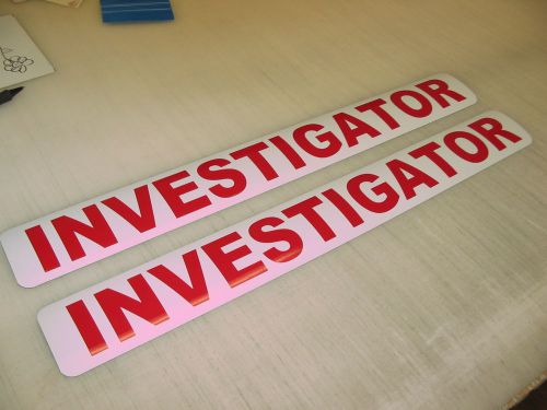 2 RED INVESTIGATOR Magnetic Signs 3&#034;x24&#034; Police Constable 1 Pair 4 Car Truck SUV