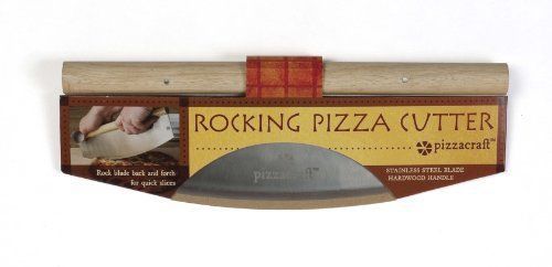 Pizzacraft 13.75 x 4 Rocking Pizza Cutter with Hardwood Handle Stainless Steel