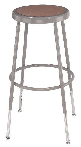 National Public Seating 6224H Steel Stool with Hardboard Seat Adjustable,