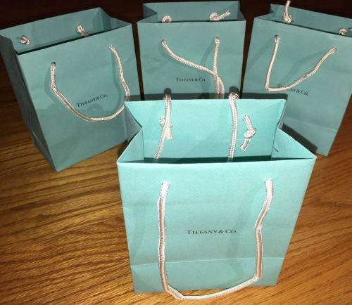 LOt of (4) Tiffany &amp; Co. Shopping Bag 6&#034; H x 5&#034; W x 3&#034; D