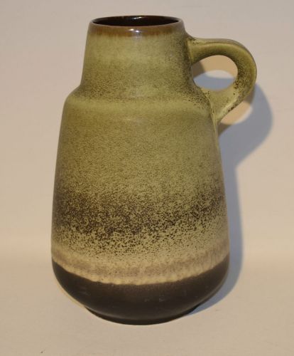 Vintage Germany Pottery Green Brown Pitcher with Handle Vase Jar 1533 2L