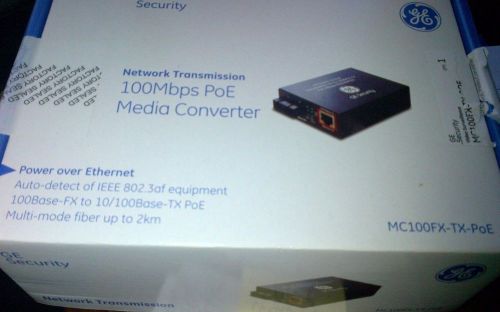 (1)NEW/GE Security #MC100FX-TX-POE Ethernet to Fiber Media Converters