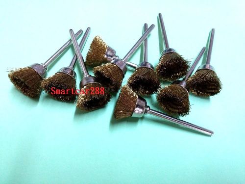 10pcs x brass wire cup brush for die grinder rotary dremel 1/10&#034; shank for sale