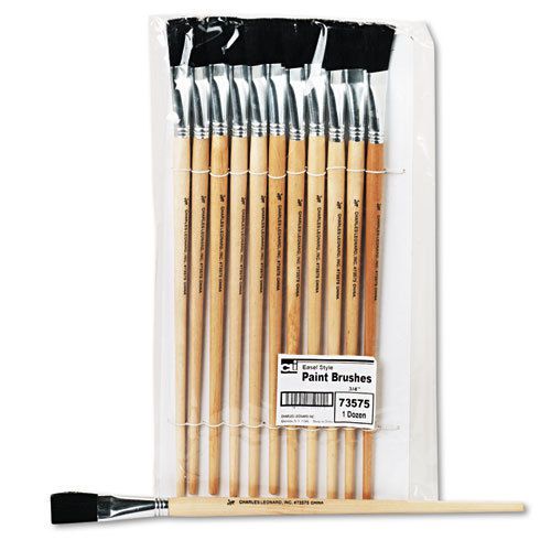 Long handle easel brush, size 18, natural bristle, flat, 12/pack for sale
