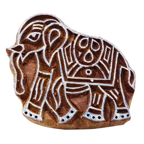 Indian wooden textile elephant scrapbook stamp printing block wood art pb3010a for sale