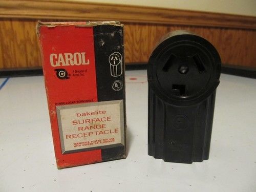 Vintage CAROL CABLE Bakelite Surface Range Receptacle 50 Amps 125/250 Volts