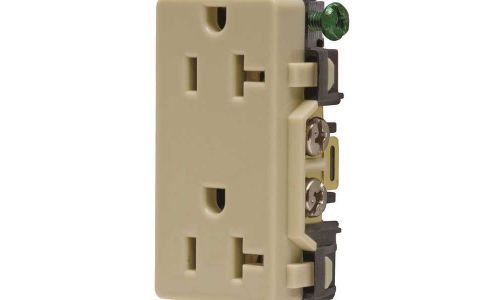 Hubbell DR20I Hubbell Grade Decorator Duplex Receptacle, 20 Amp, Ivory