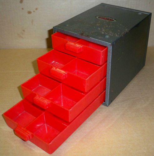Vintage DUNLAP Metal Storage Bin Cabinet / Small Parts Box Organizer