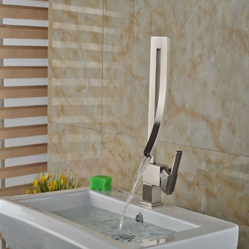 Creative Style Bathroom Basin Faucet Nickel Brushed Sink Mixer Faucet Tap 1 Hole